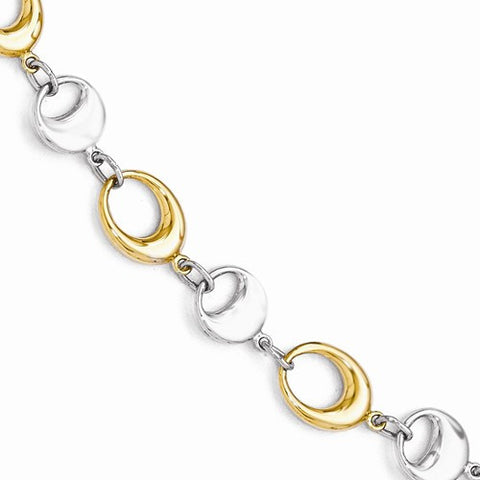 14K White and Yellow Gold Polished Link Bracelet