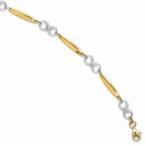 14K White and Yellow Gold Polished Bracelet