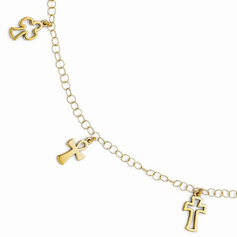 14K Yellow Gold Polished Cross Bracelet