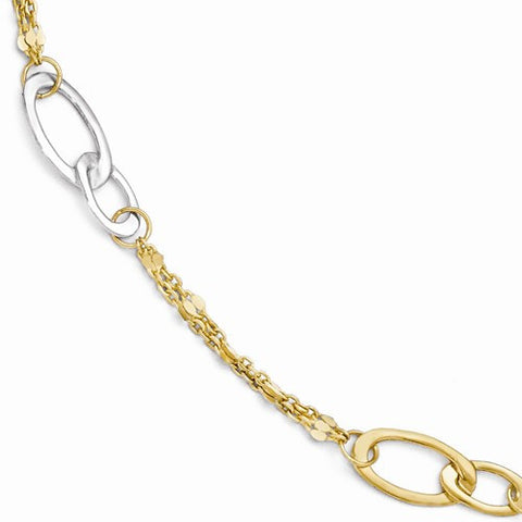 14K White and Yellow Gold Polished and Textured Bracelet