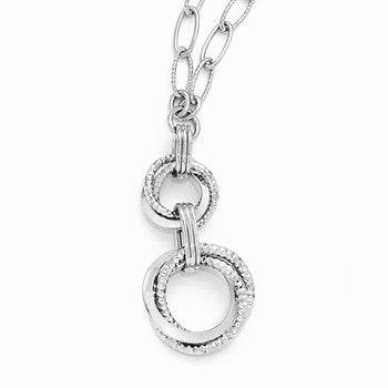 14K White Gold Polished & Textured Fancy Link Necklace