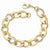 14K Yellow Gold with White Rhoudium Polished & Textured Link Bracelet