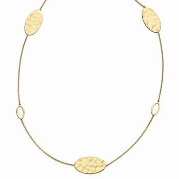 14K Yellow Gold Polished, Brushed and Textured Necklace