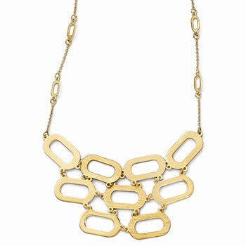 14K Yellow Gold Polished and Brushed Necklace