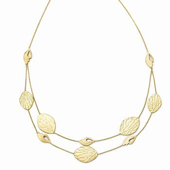 14K Yellow Gold Brushed and Textured Necklace