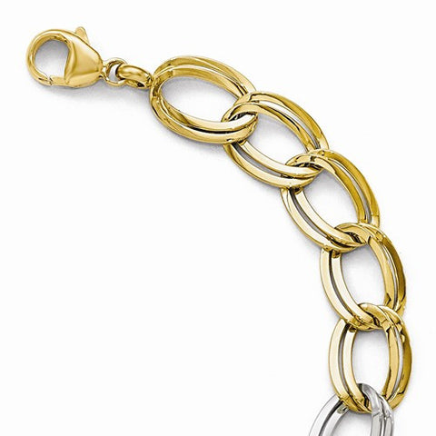 14K White and Yellow Gold Polished Fancy Bracelet