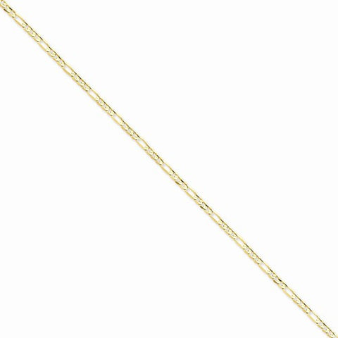14K Yellow Gold Concave Open Figaro Chain Bracelet