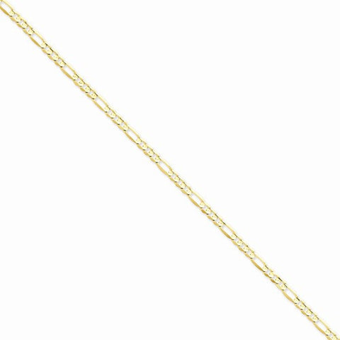 14K Yellow Gold Concave Open Figaro Chain Bracelet