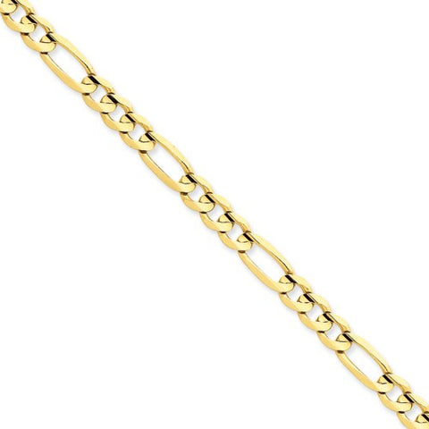 14K Yellow Gold Concave Open Figaro Chain Bracelet