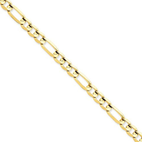 14K Yellow Gold Concave Open Figaro Chain Bracelet