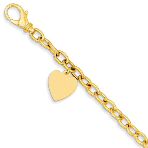 14K Yellow Gold Link with Heart Charm