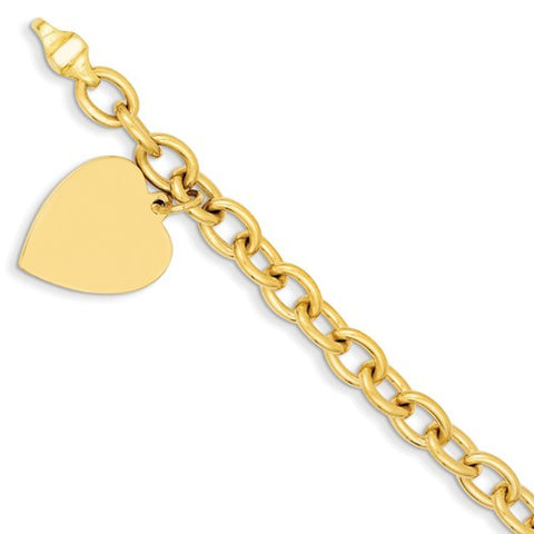 14K Yellow Gold Link with Heart Charm