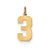 Medium Polished Number 3 Charm in 14k Gold