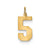 Medium Polished Number 5 Charm in 14k Gold