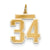 Medium Satin Number 34 Charm in 14k Gold