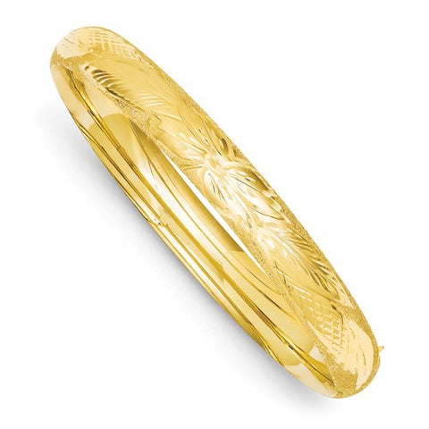 14K Yellow Gold Laser Cut Bangle Bracelet