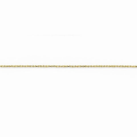 14K Yellow Gold Solid Diamond-Cut with Lobster Rope Chain Anklet