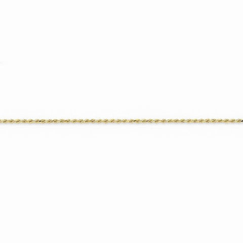 14K Yellow Gold Solid Diamond-Cut with Lobster Rope Chain Bracelet