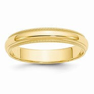 14k Yellow Gold 4mm Milgrain Half Round Wedding Band