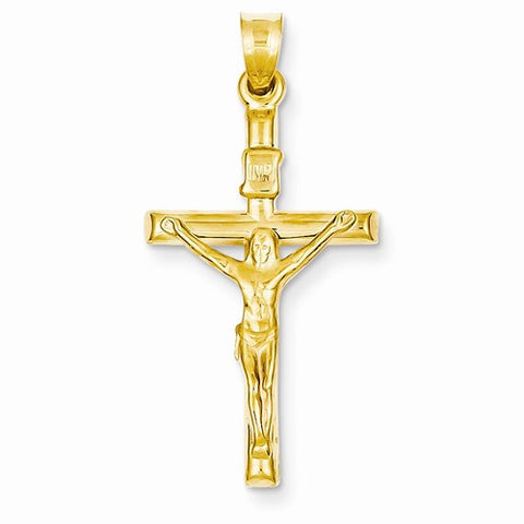 14k Gold INRI Hollow Crucifix Pendant, Appealing Pendants for Necklace