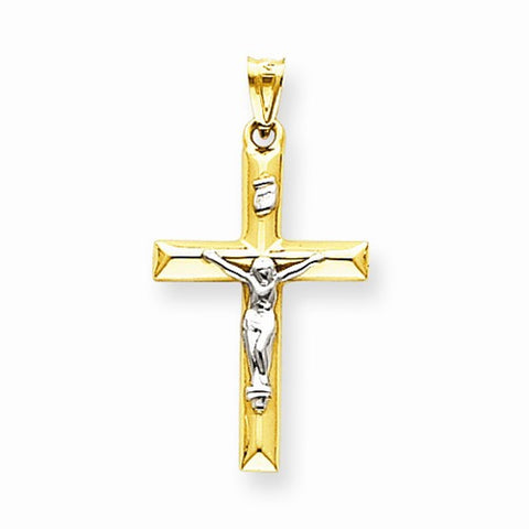 14k Gold Two-tone INRI Hollow Crucifix Pendant, Charm