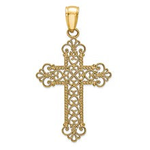 14k Gold Fleur De Lis Cross Charm hide-image