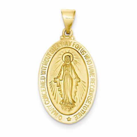 14k Gold Miraculous Medal Oval Pendant, Pendants for Necklace