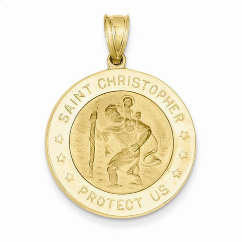 14k Gold Saint Christopher Medal Pendant, Classy Pendants for Necklace