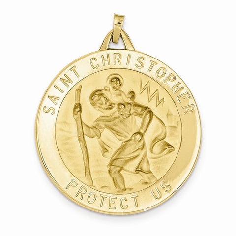 14k Gold Saint Christopher Medal pendant, Charm