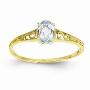 14k Yellow Gold March Birthstone Ring