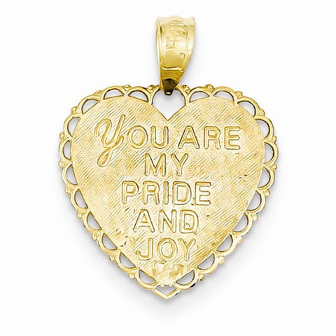 14k Gold Reversible For My Daughter Heart Pendant, Pendants for Necklace