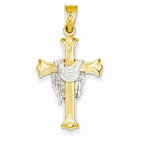 14k Gold Two-tone Draped Cross pendant, Alluring Pendants for Necklace