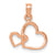 14K Rose Polished Intertwined Double Heart Pendant