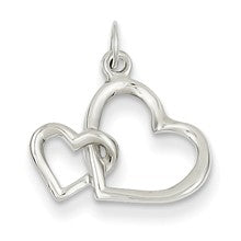 14k White Gold Double Heart Charm hide-image