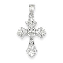 14k White Gold Filigree Cross Charm hide-image