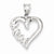 14k White Gold Polished Mom Heart Pendant, Pendants for Necklace