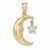 14k Gold Two-Tone Polished Open-Backed Diamond Half Moon & Star Pendant, Pendants for Necklace