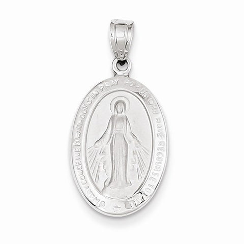 14k White Gold Miraculous Medal pendant, Pretty Pendants for Necklace