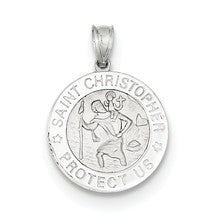 14k White Gold Saint Christopher Medal Charm hide-image