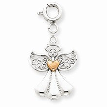14k White Gold Filigree Angel with Heart Charm hide-image