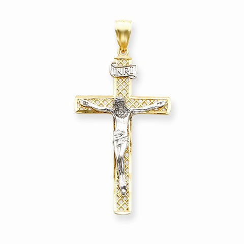 14k Gold Two-tone INRI Crucifix Pendant, Appealing Pendants for Necklace