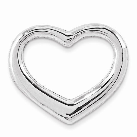 14k White Gold Solid Polished Floating Heart Slide Pendant, Pendants for Necklace