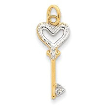 14k Gold & Rhodium Heart Key Charm hide-image
