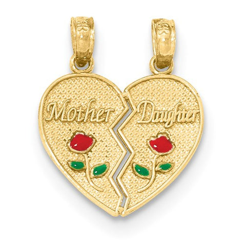 14k Gold Enameled Mother - Daughter Pendant, Pendants for Necklace