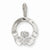 14k White Gold Solid D/C Claddagh Pendant, Pendants for Necklace