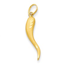 14k Gold Solid D/C Italian Horn Charm hide-image