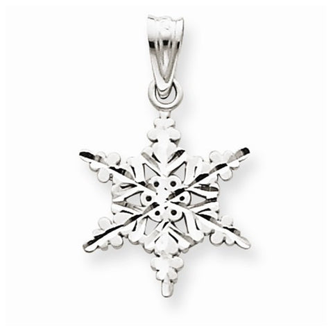 14k White Gold Diamond -Cut Snowflake Pendant, Pendants for Necklace