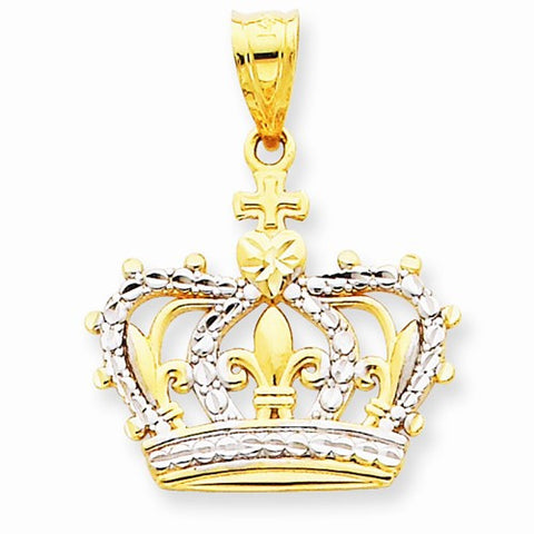 14k Gold Rhodium Crown Pendant, Pendants for Necklace