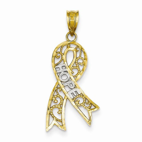 14k Gold and Rhodium D/C Support Hope Pendant, Pendants for Necklace