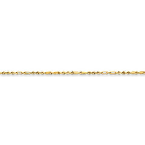 14K Yellow Gold Milano Rope Chain Anklet